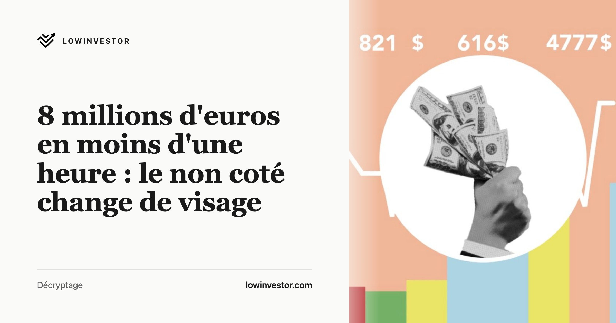 8 millions d'euros en moins d'une heure : le non coté change de visage