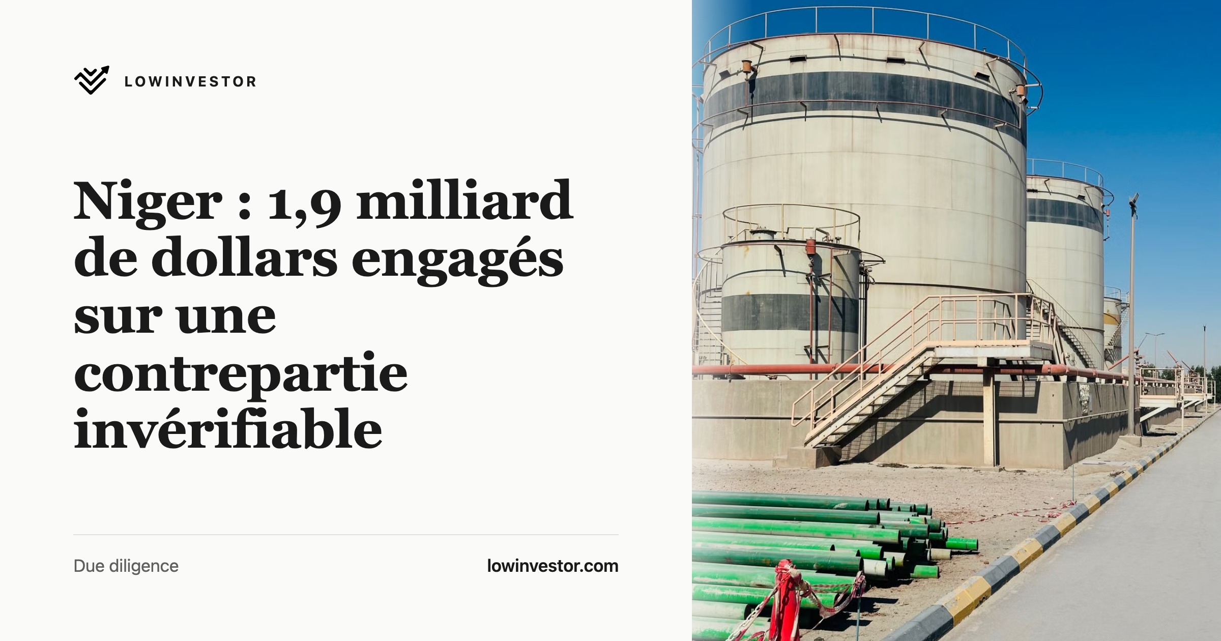 Niger : 1,9 milliard de dollars engagés sur une contrepartie invérifiable